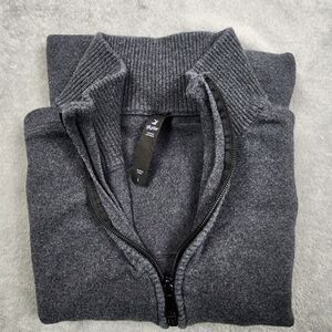 Glyder Mens L Half-Zip Sweater Dark Gray Pullover Lightweight Athletic Fit